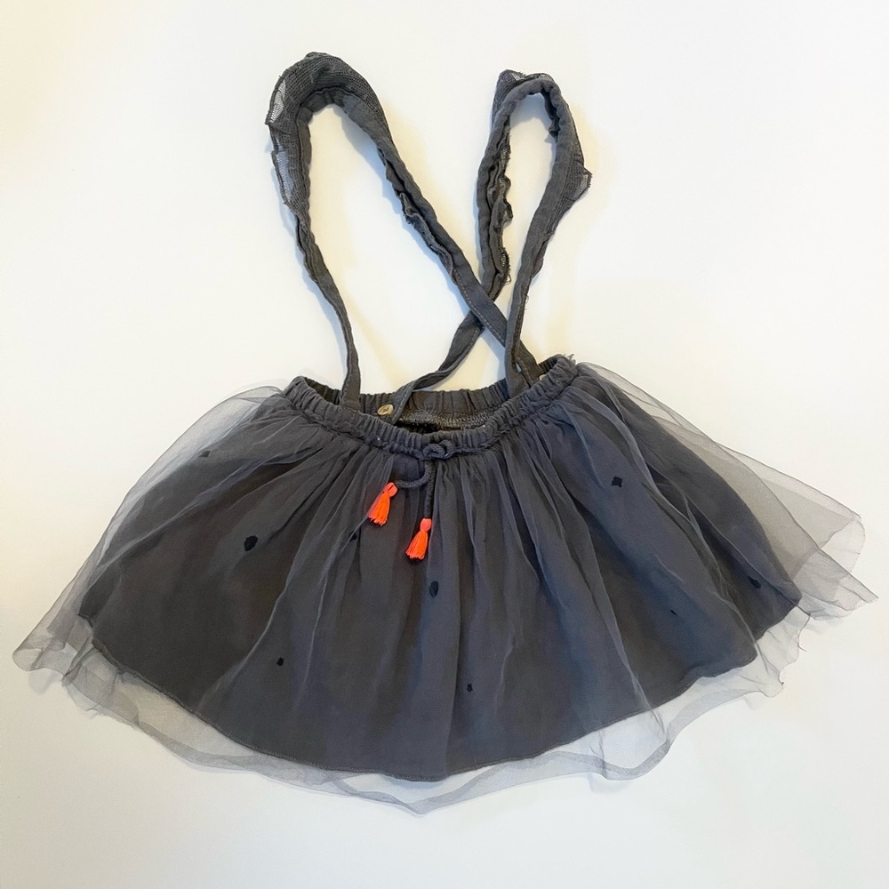 Zara Gray Tulle Skirt with Orange Accents